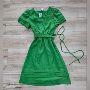 VTG MISS OOPS Kelly Green Fit Flare Belted Dress SIZE 4 NWT Polyester Rayon